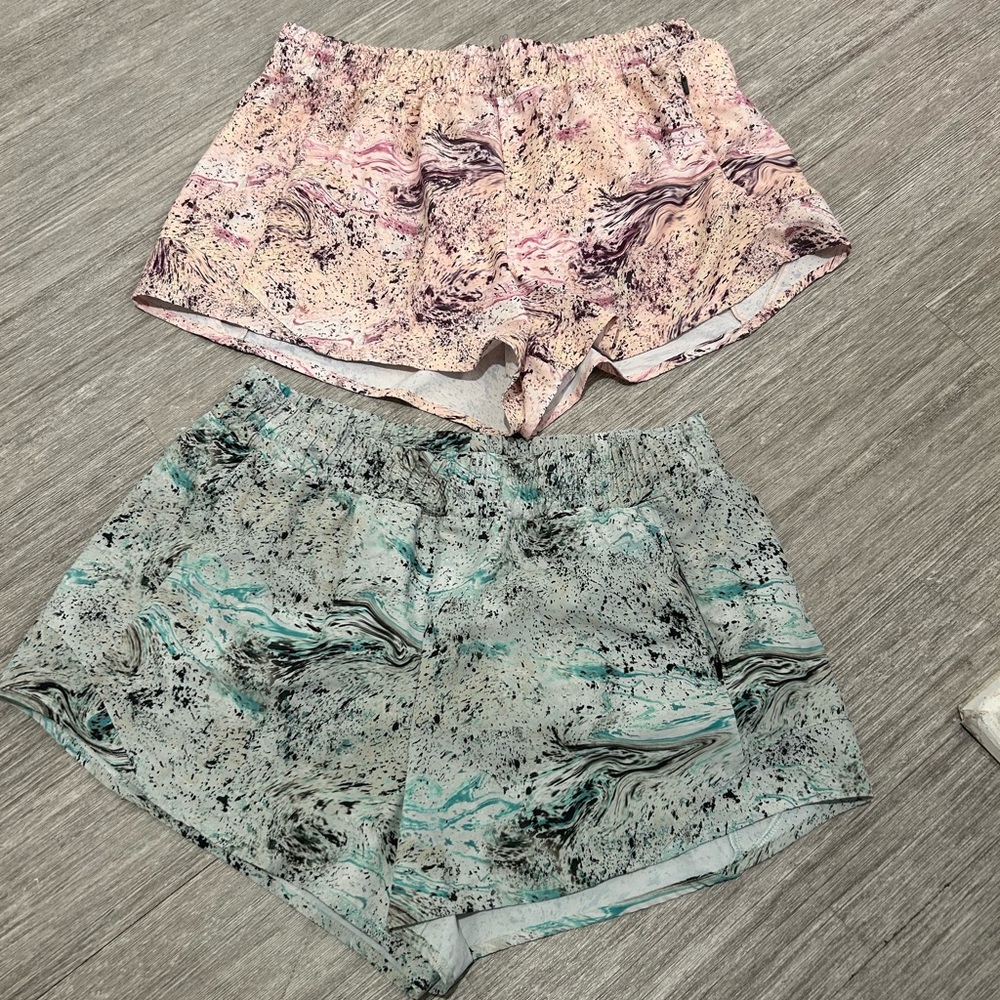 CALIA by Carrie Underwood Marble Print Athletic Shorts - Pink and Teal